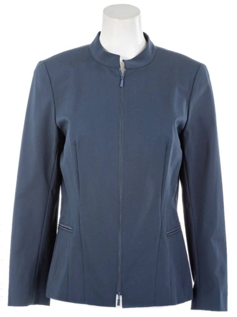 Lafayette 148 New York Janina Zip Front Jacket~Size 12~Slate Blue L15 47